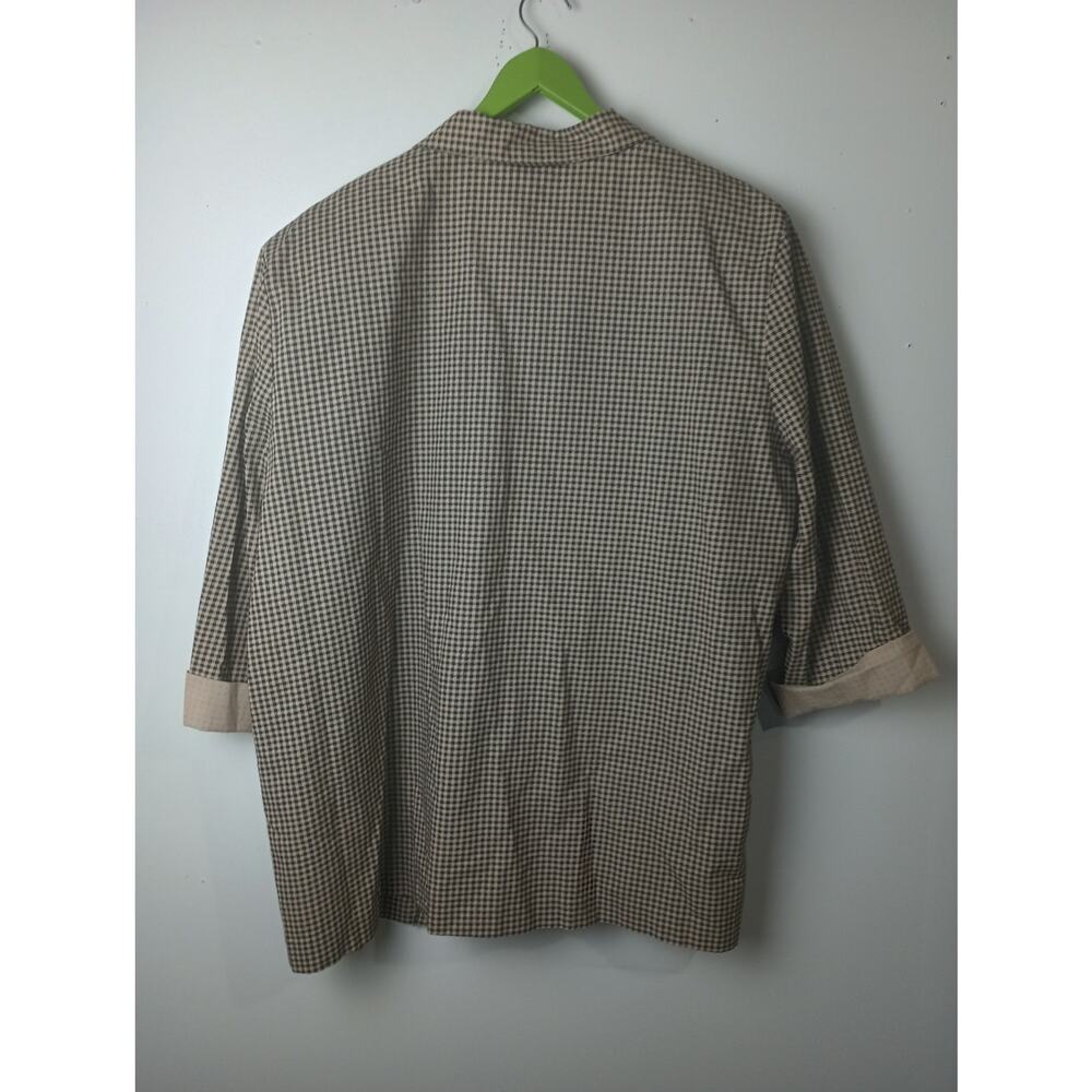 Vtg It's Paquette Women's Blazer Plaid Black tan Open Front Shoulder pads 3X USA - Picture 5 of 5